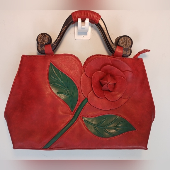 Handbags - Red Floral Handbag